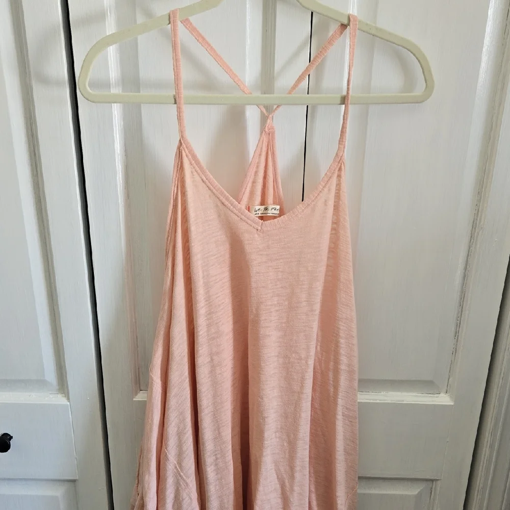 We The Free Light Pink Strappy V-Neck Swing Dress - Picture 1 of 6